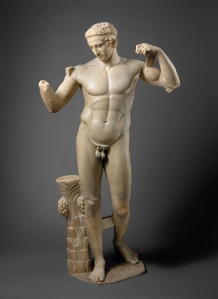 Statue of Diadoumenos , c. 69-96 AD; Roman copy of a Greek bronze statue by Polykleitos